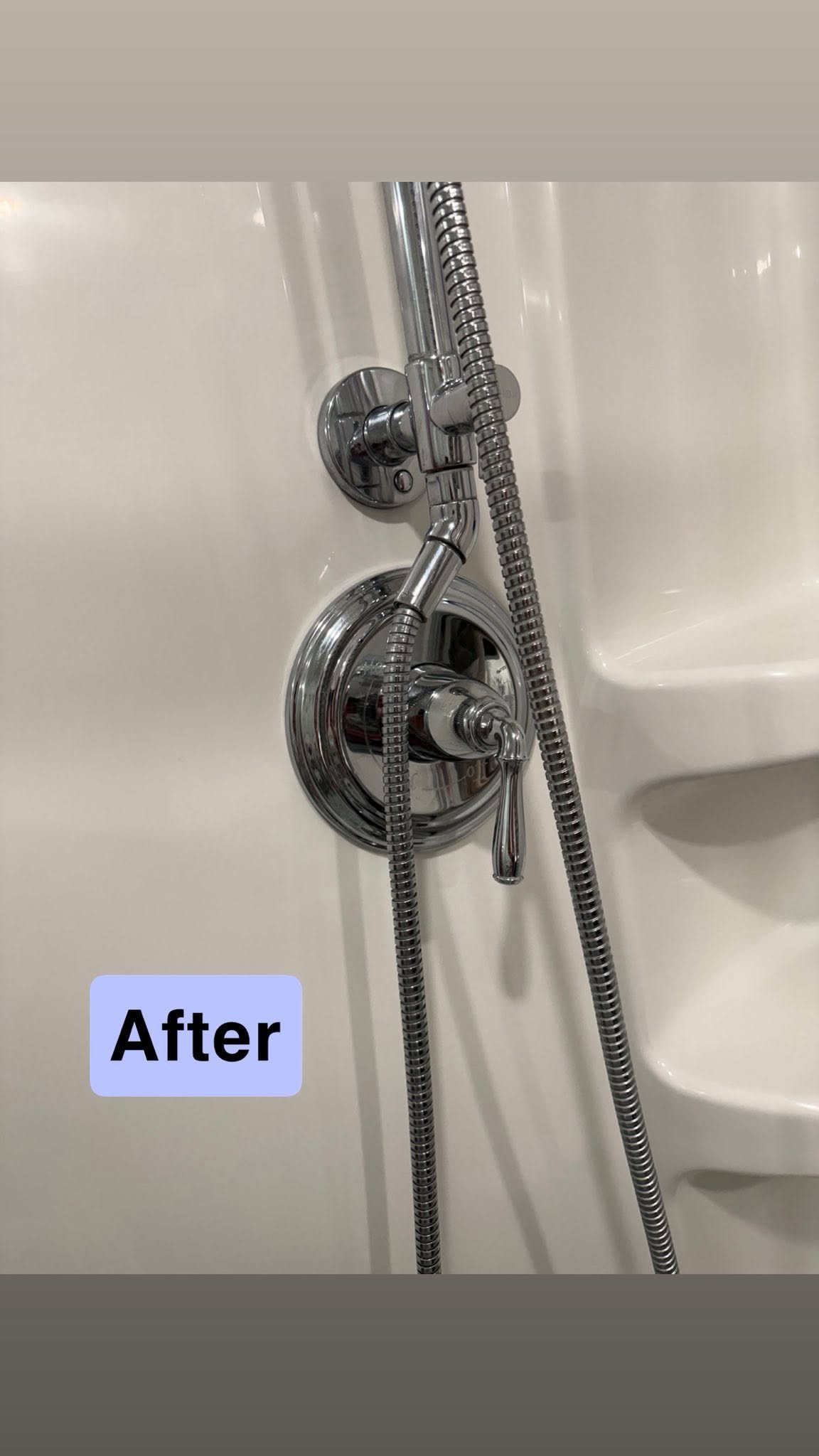 Shower fixture after cleaning